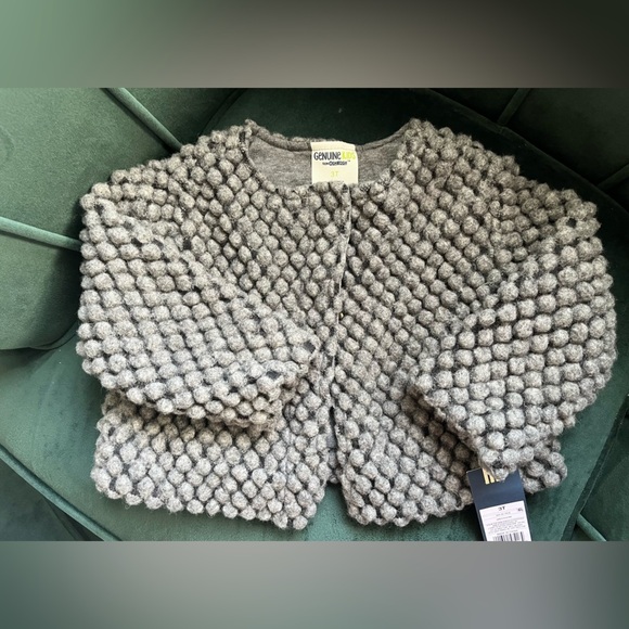 Oshkosh Genuine Kids Gray Textured Wool Cardigan - Picture 3 of 6